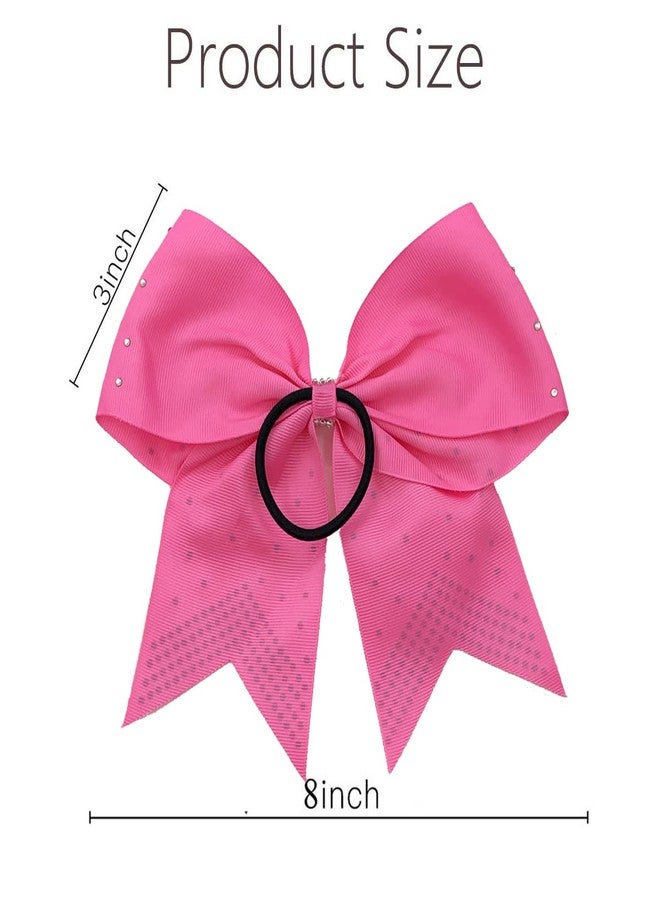 Hipcheer 12PCS 8" Rhinestones Large Cheer Hair Bows for Girls, Hand-made Grosgrain Ribbon Hair Accessories for Teen Girls Softball Cheerleader Sport (Hot Pink) - Image 5